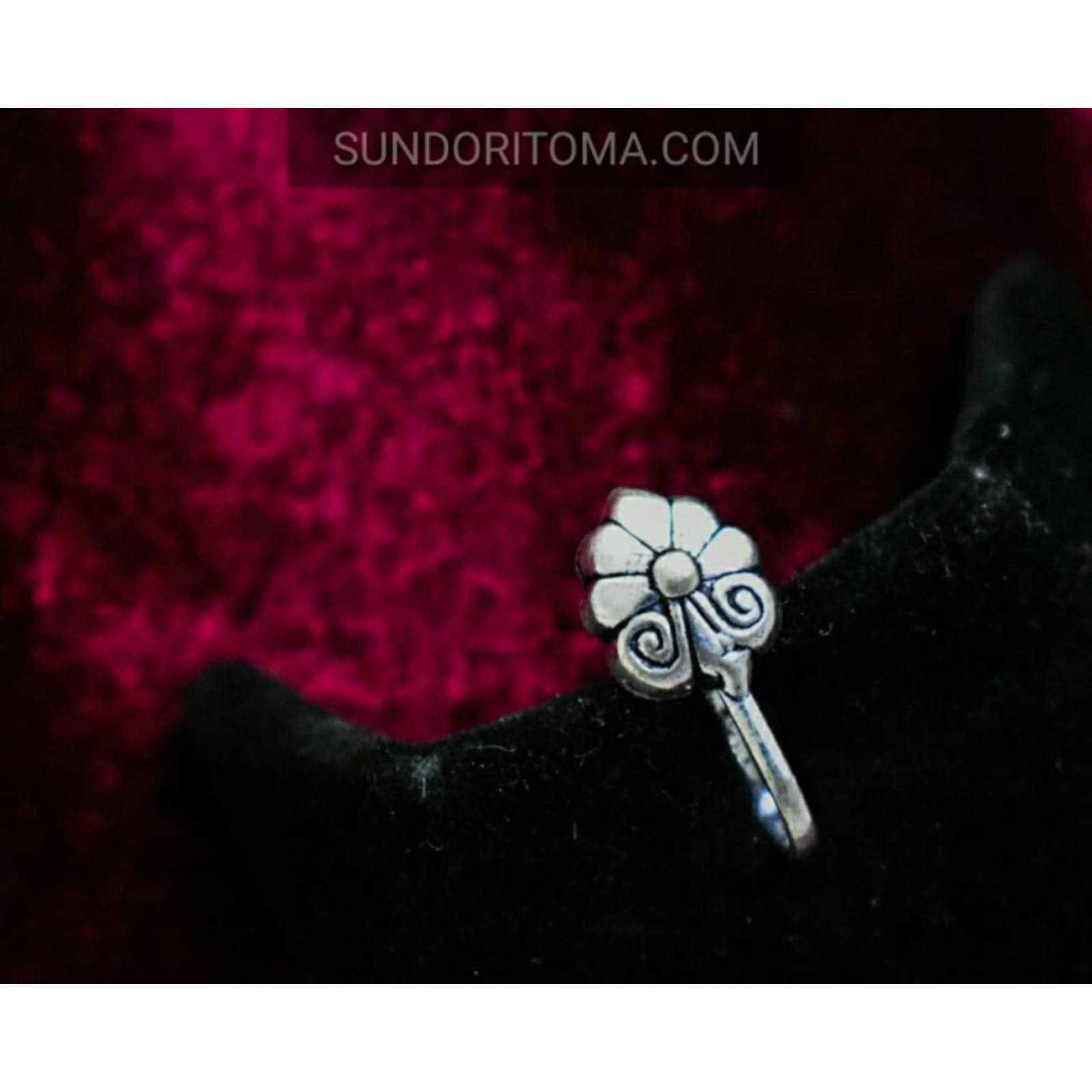 Elegant Oxidized Silver Flower Nose Pin | Traditional Ethnic Jewelry